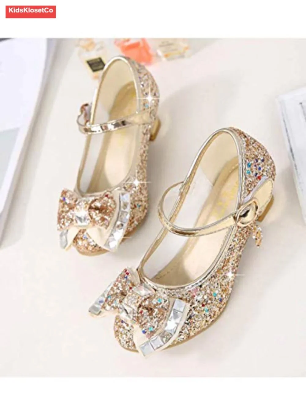 Girls Mary Jane Princess Heels, Cushioned Insole, Hook & Loop Closure, Floral